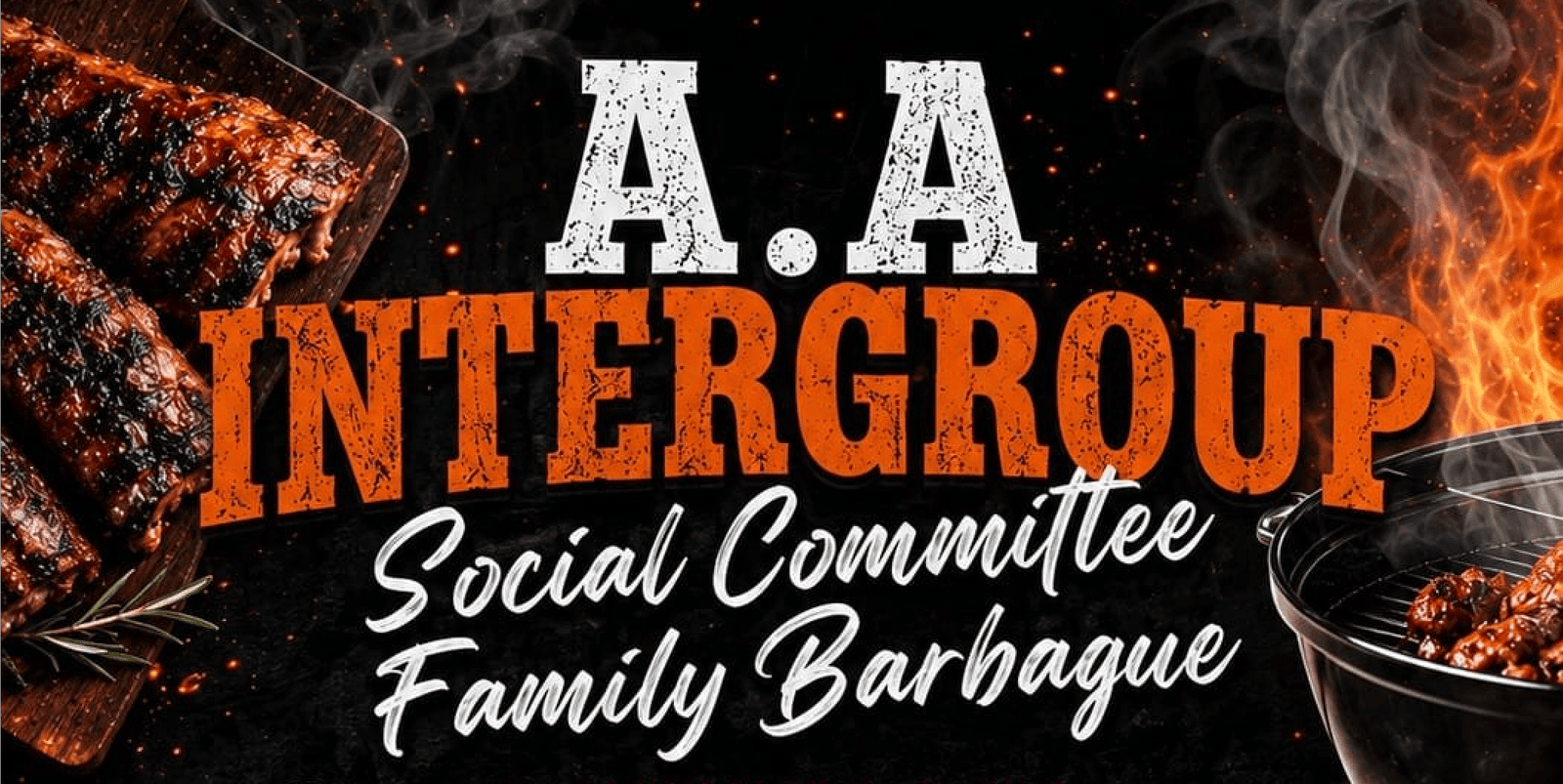 A.A. Intergroup Social Committee Family BBQ flier.